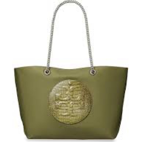Tory Burch Handbags - Tory Burch Ella croc tote green / khaki new